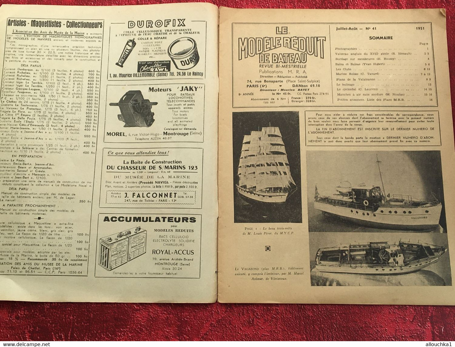 1951 Le Modèle Réduit De Bateau Livre, Revue Français  Pratique Modélisme-N°41 Stadt Zurich Galère Du Canton - Modélisme