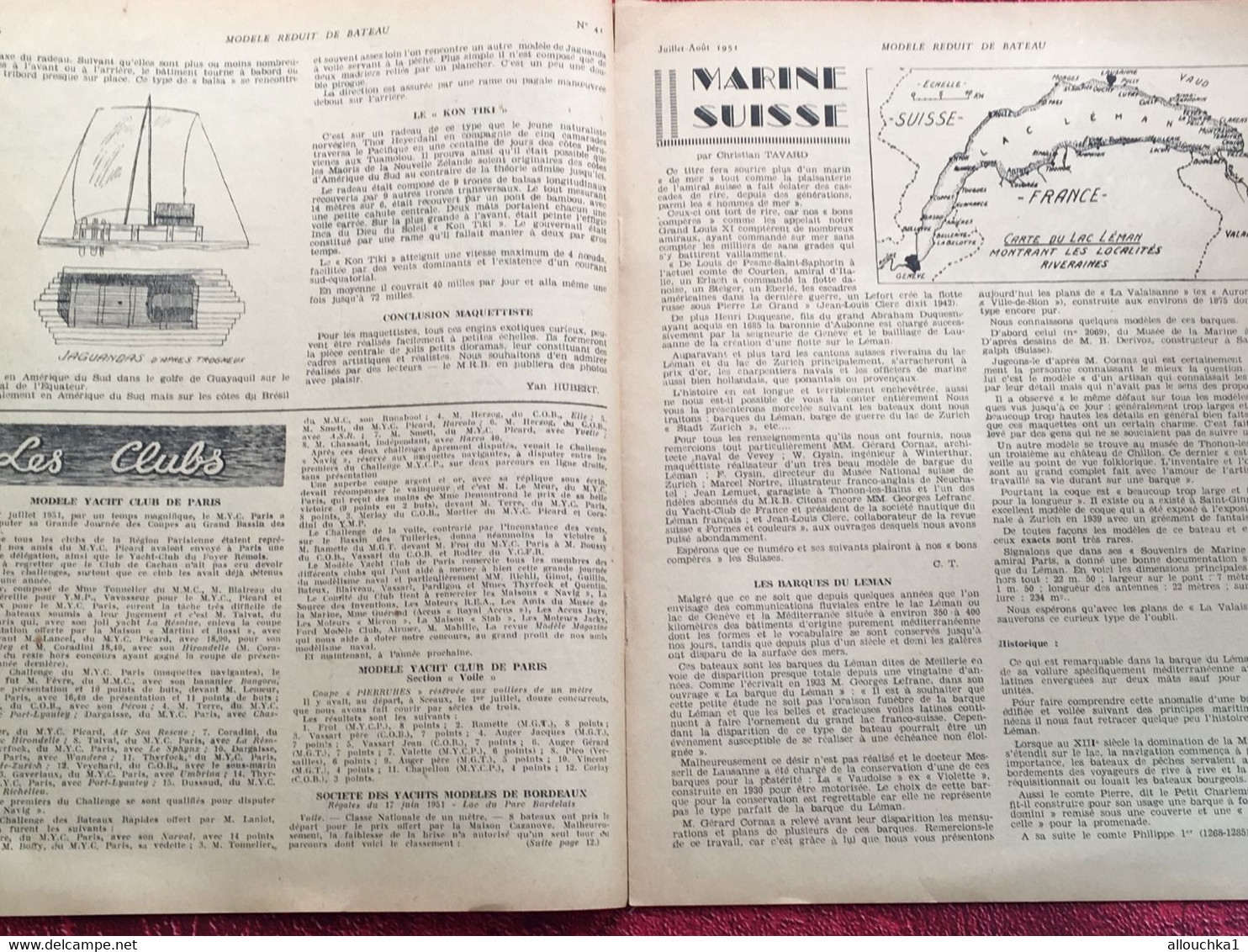 1951 Le Modèle Réduit De Bateau Livre, Revue Français  Pratique Modélisme-N°41 Stadt Zurich Galère Du Canton - Model Making