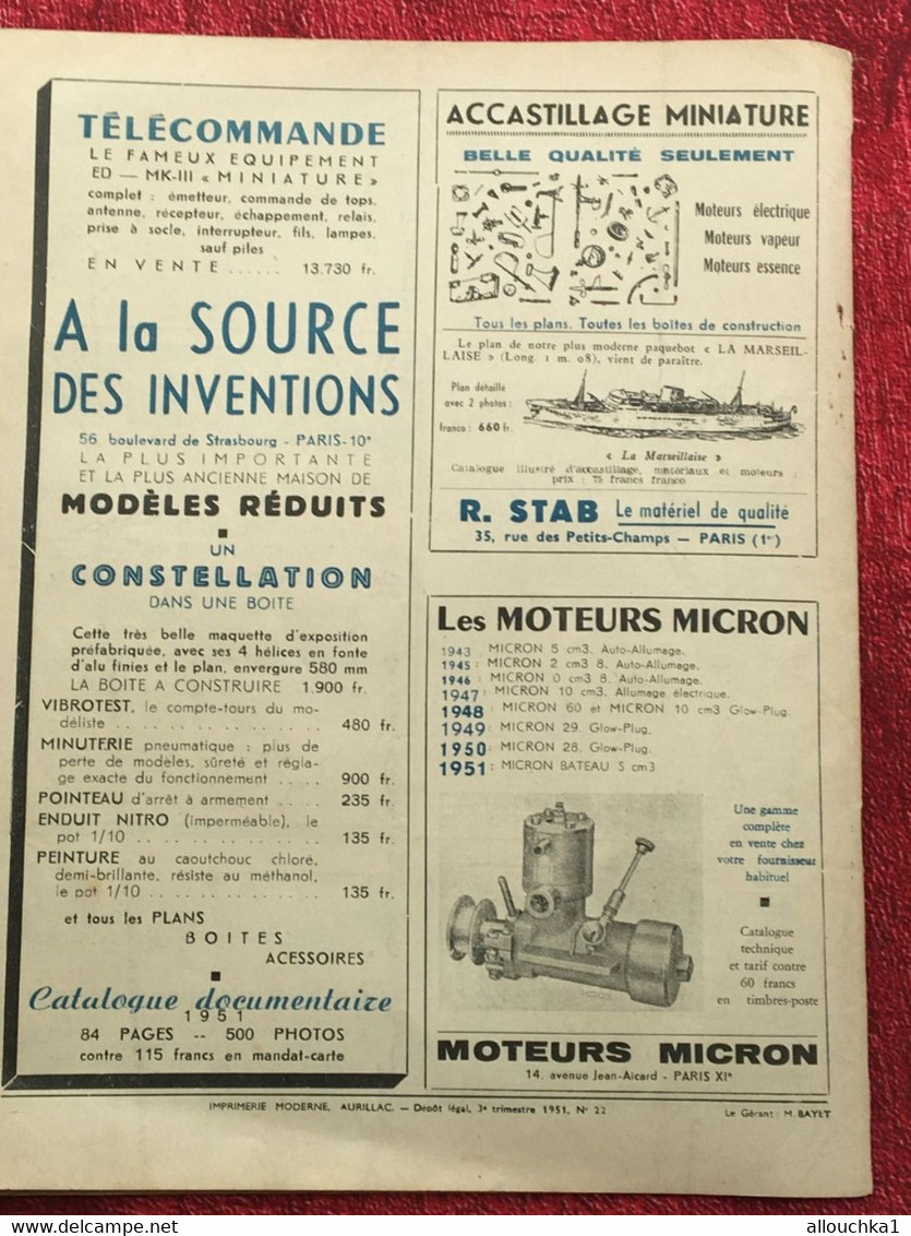 1951 Le Modèle réduit de Bateau Livre, Revue Français  Pratique Modélisme-N°41 Stadt Zurich Galère du canton