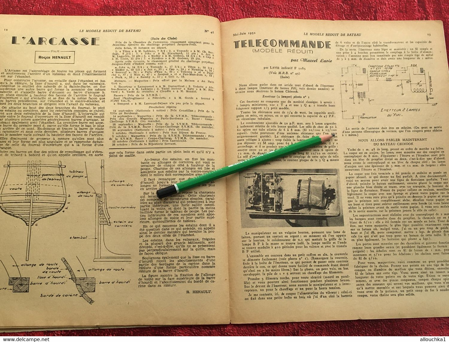 1952 Le Modèle réduit de Bateau Livre, Revue Français  Pratique Modélisme-N°46 La Coupe des  vapeurs aux Tuileries