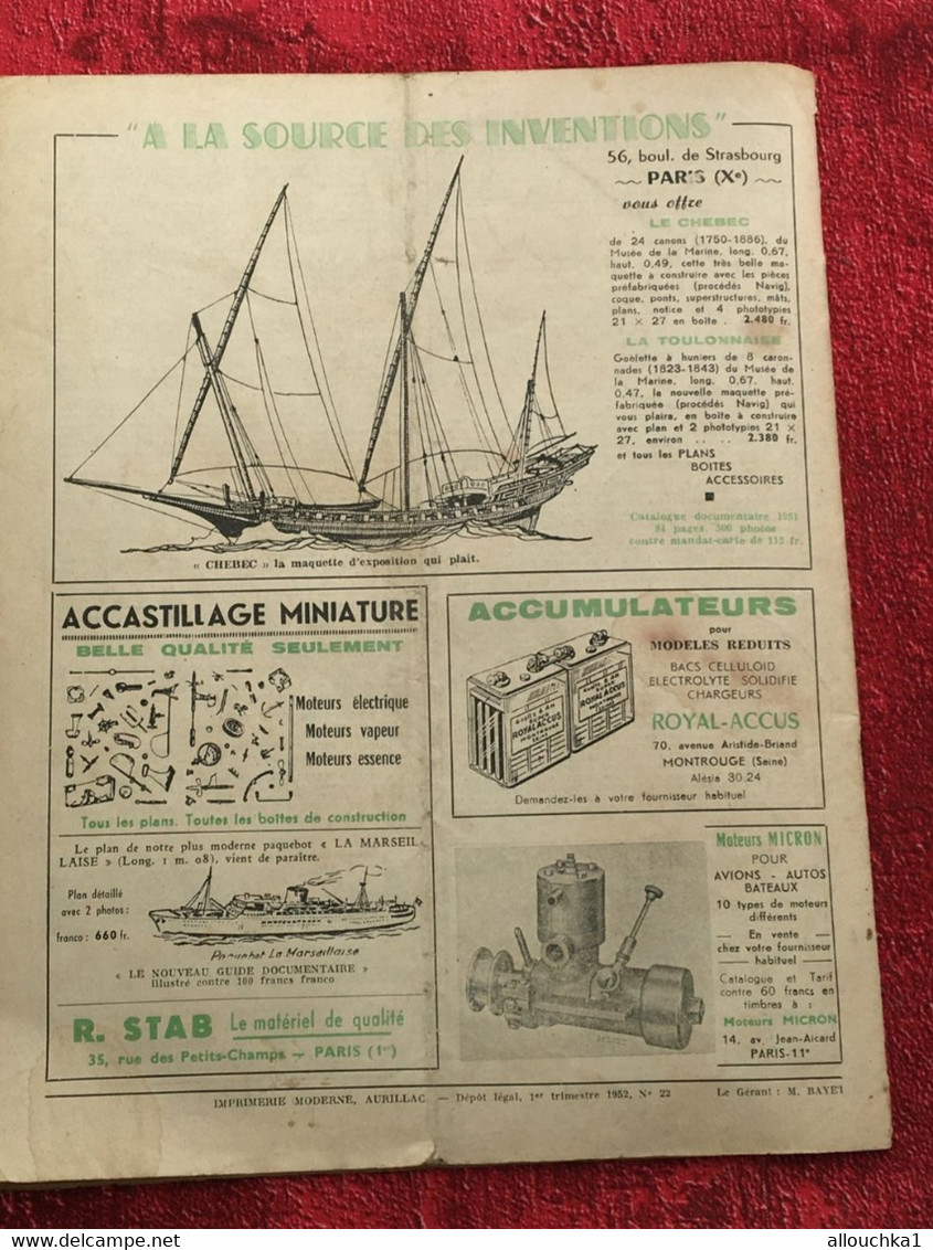 1952 Le Modèle réduit de Bateau Livre, Revue Français  Pratique Modélisme-N°46 La Coupe des  vapeurs aux Tuileries