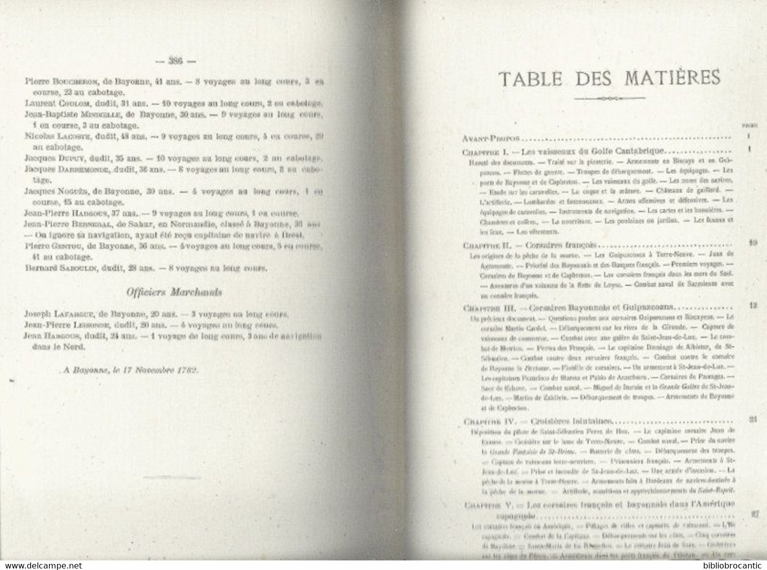 HISTOIRE MARITIME DE BAYONNE < * CORSAIRES SOUS L'ANCIEN REGIME * Par Edouard DUCERE/ E.O.1895 - Baskenland