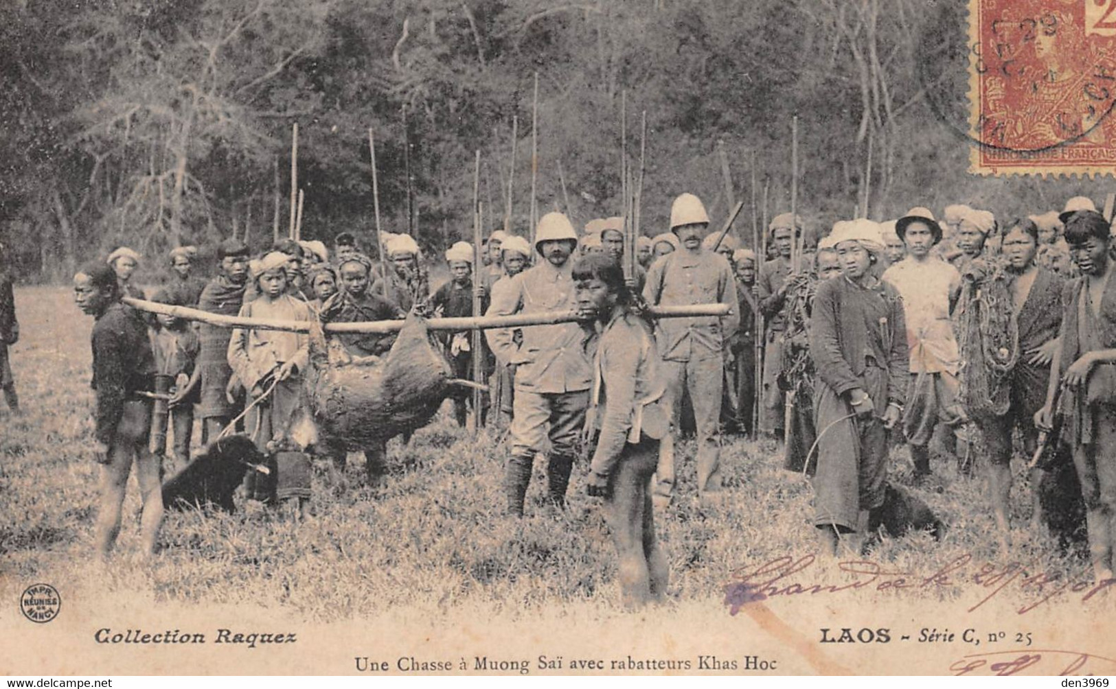 LAOS - Une Chasse Au Sanglier à Muong Saï Avec Rabatteurs Khas Hoc - Collection Raquez Série C N'25 - Voyagé (2 Scans) - Laos