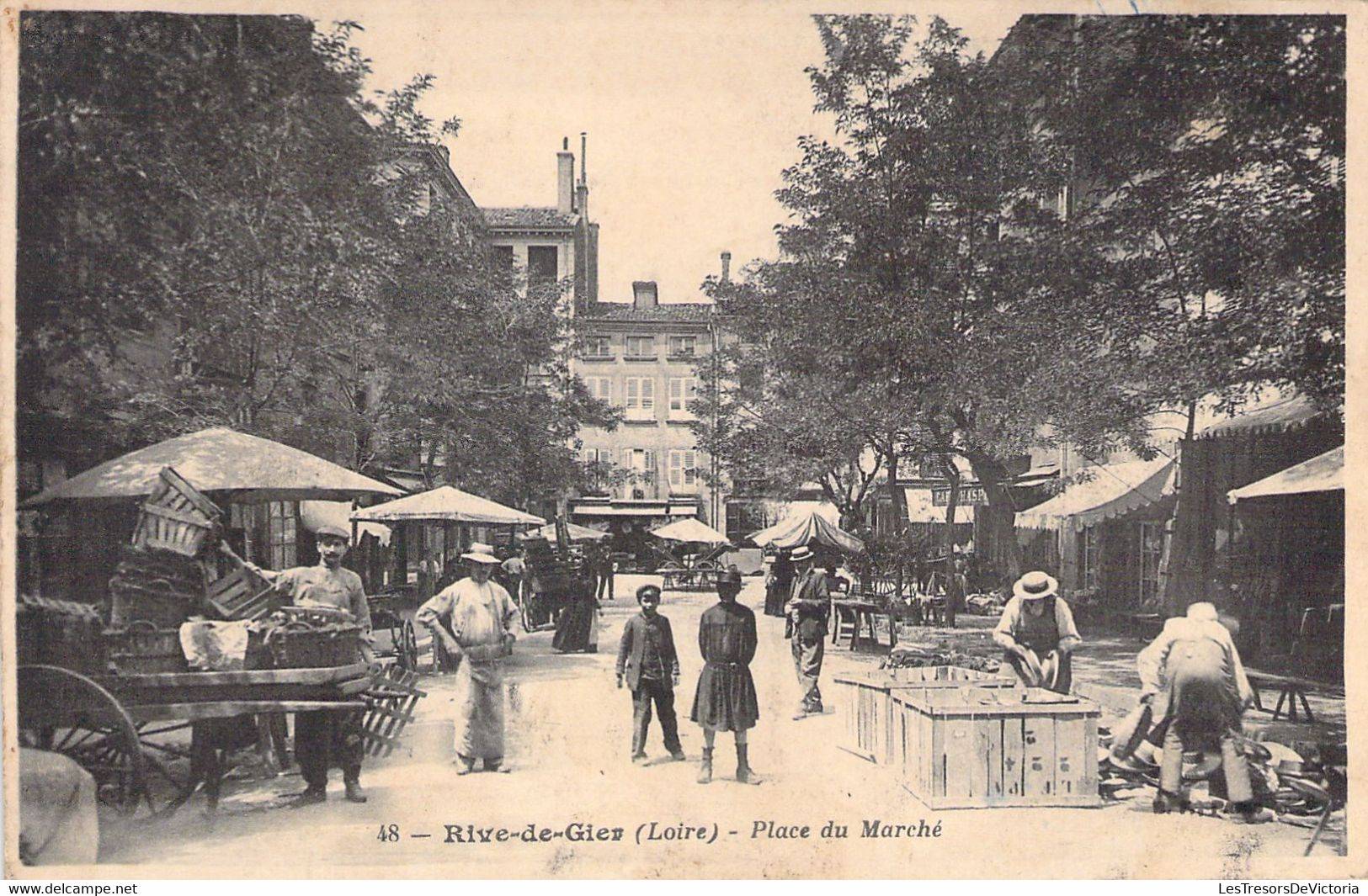 MARCHES - Rive De Gier - Place Du Marché - Carte Postale Ancienne - Marktplaatsen