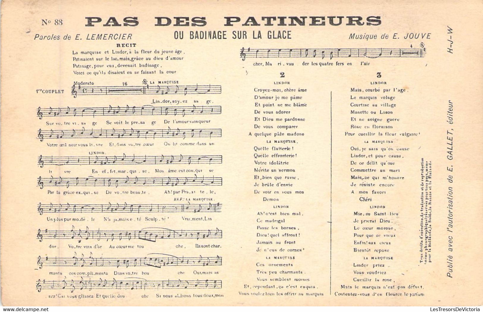 Musique - Pas Des Patineurs Ou Badinage Sur La Glace - Carte Postale Ancienne - Musik Und Musikanten