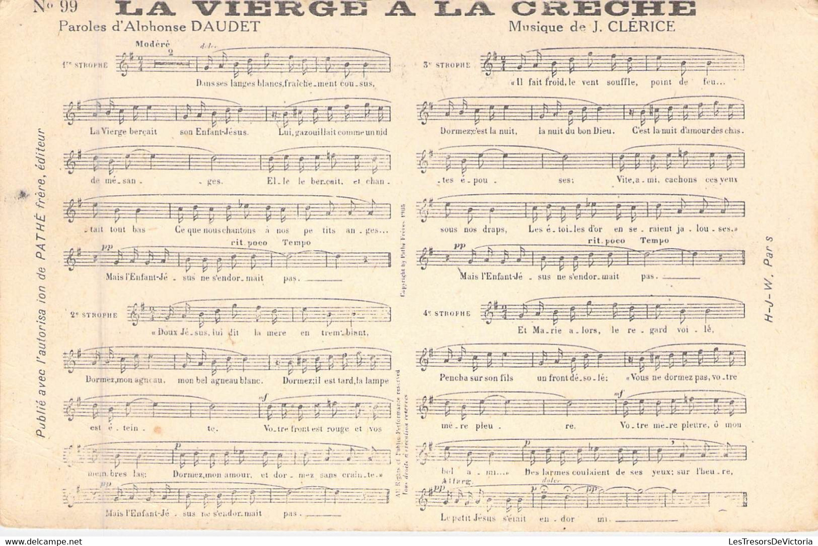 Musique - Chanson - La Vierge A La Créche - Carte Postale Ancienne - Musique Et Musiciens