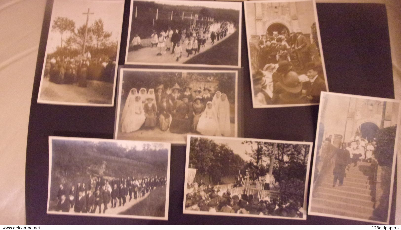 TOP LOT DE 13 CARTES PHOTO  PAR H DENANT HOULGATE PROCESSION COMMUNION EGLISE PRETRE ENFANTS... - Houlgate