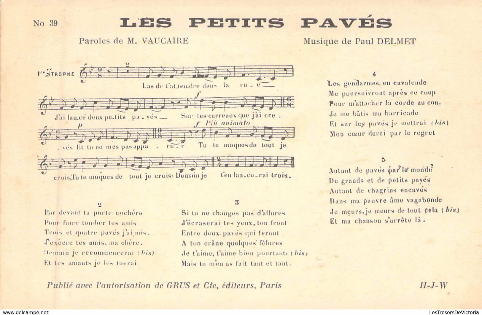 Musique - Chanson - Les Petits Pavés - Carte Postale Ancienne - Musique Et Musiciens