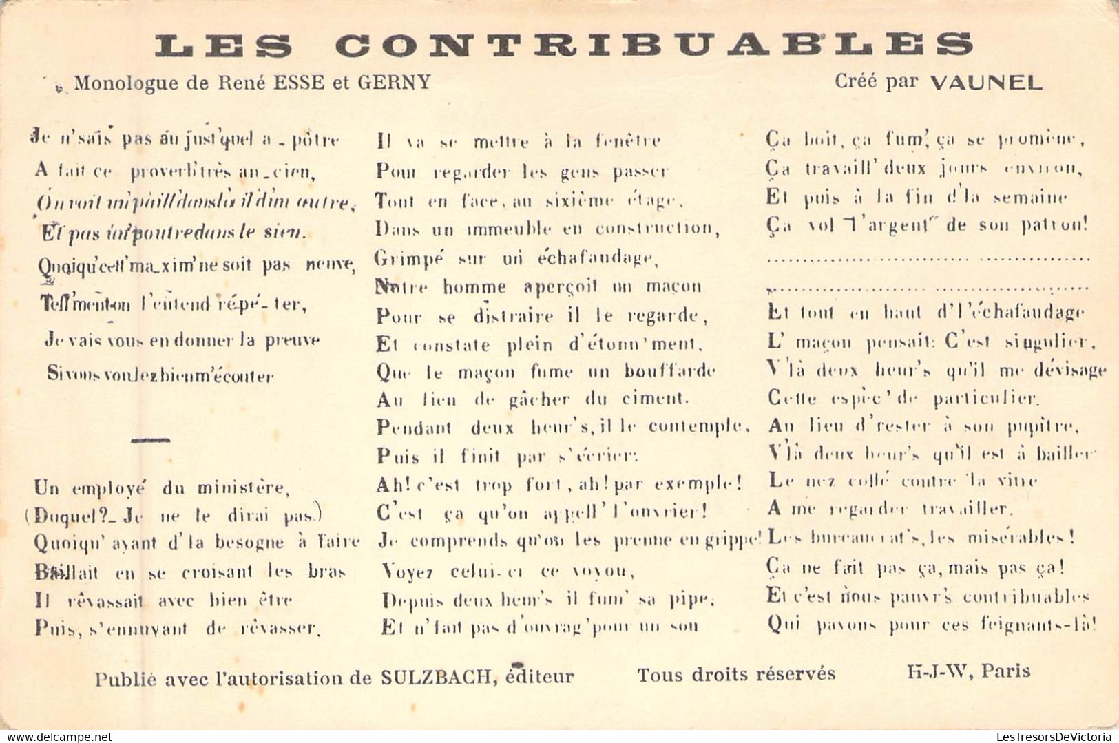 Musique - Chanson - Les Contribuables - Carte Postale Ancienne - Musique Et Musiciens