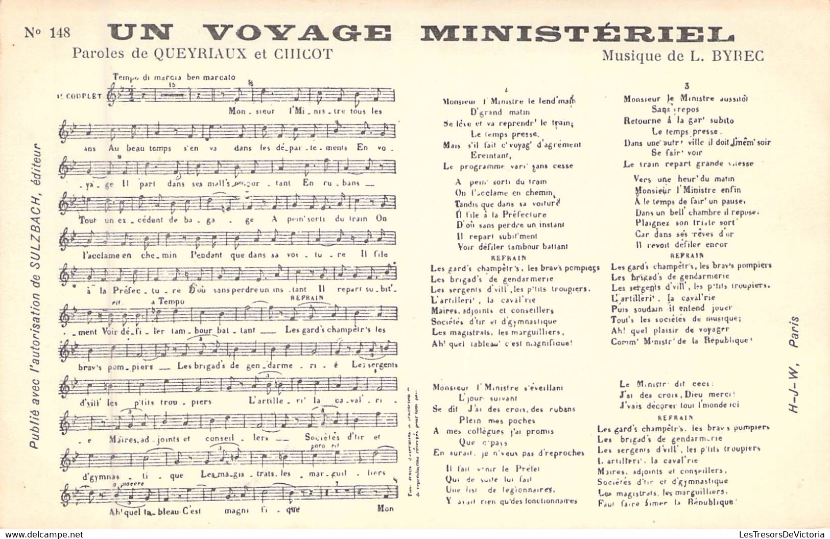 Musique - Chanson - Un Voyage Ministériel - Carte Postale Ancienne - Musique Et Musiciens