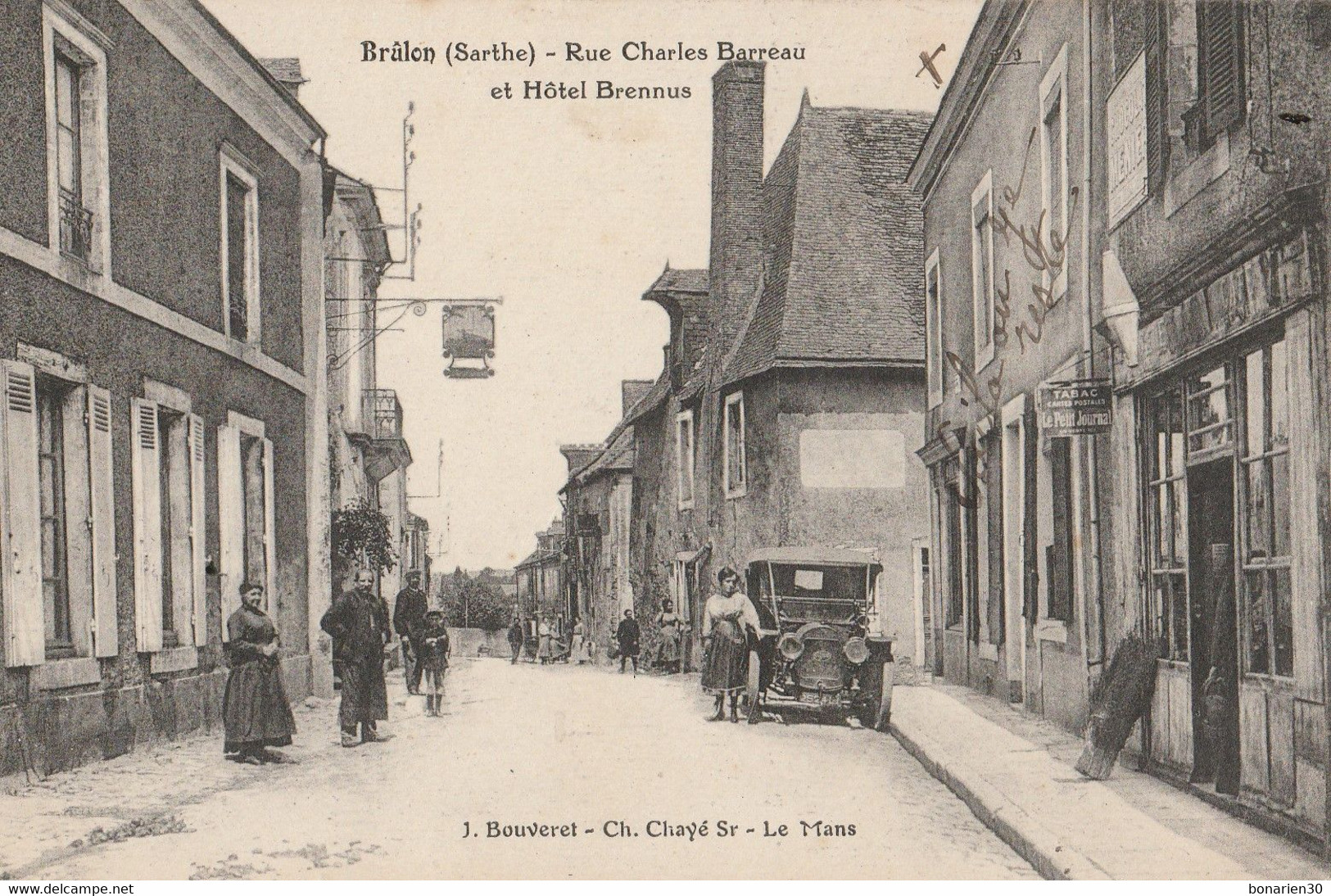 CPA 72 BRULON HOTEL BRENNUS RUE CHARLES BARREAU - Brulon