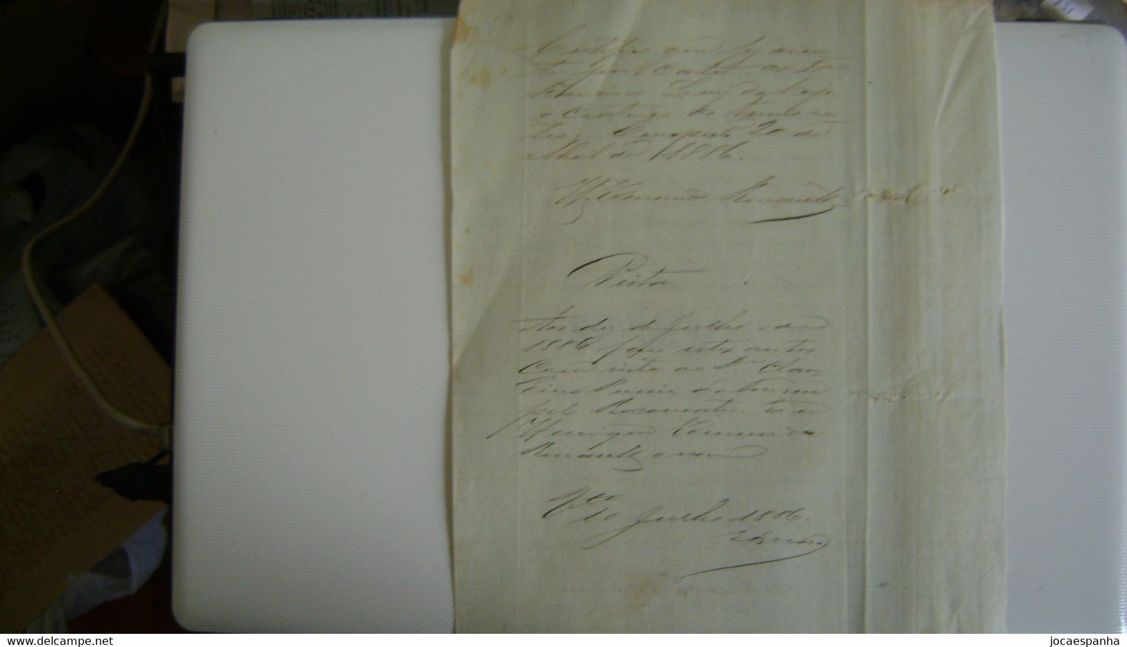 BRAZIL / BRASIL - DOCUMENT WITH "DOM PEDRO 200 REIS" DEFECTED TAX STAMPS ISSUED IN ? IN 1886 IN THE STATE - Lettres & Documents