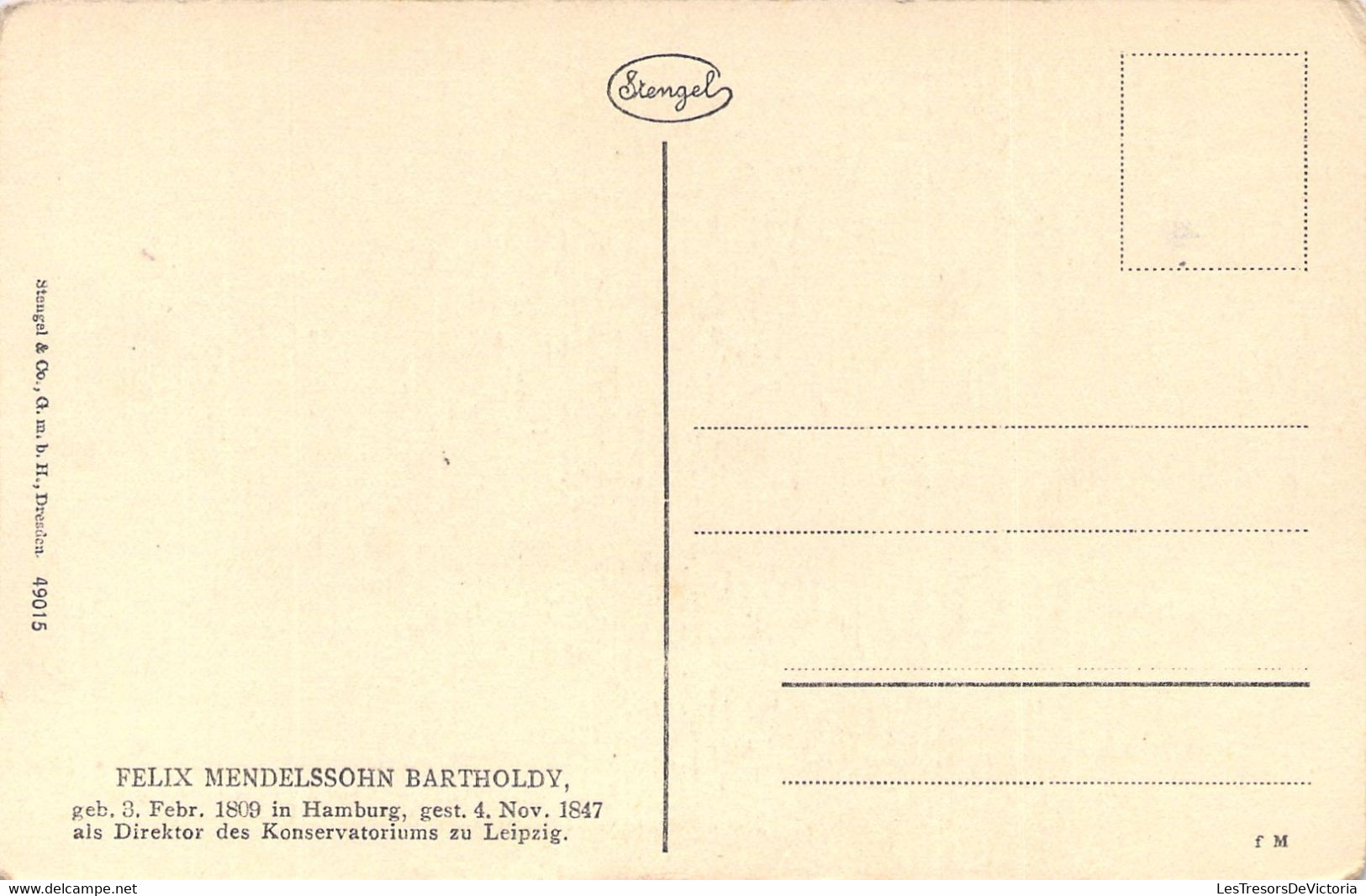 MUSIQUE - Compositeur - Félix Mendelssohn Bartholdy - Carte Postale Ancienne - Musik Und Musikanten