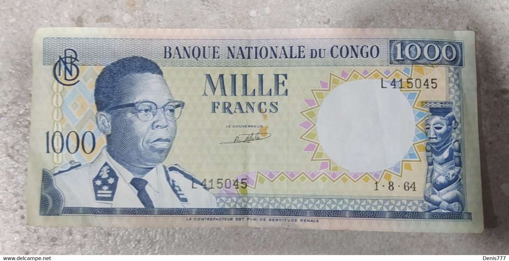 Billet, Banque Nationale Du Congo, 1000 Francs, 1964, - Repubblica Del Congo (Congo-Brazzaville)