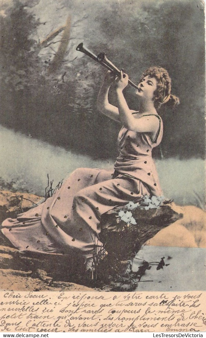 Musique - Illustration - Joueuse De Trompe? - Carte Postale Ancienne - Music And Musicians