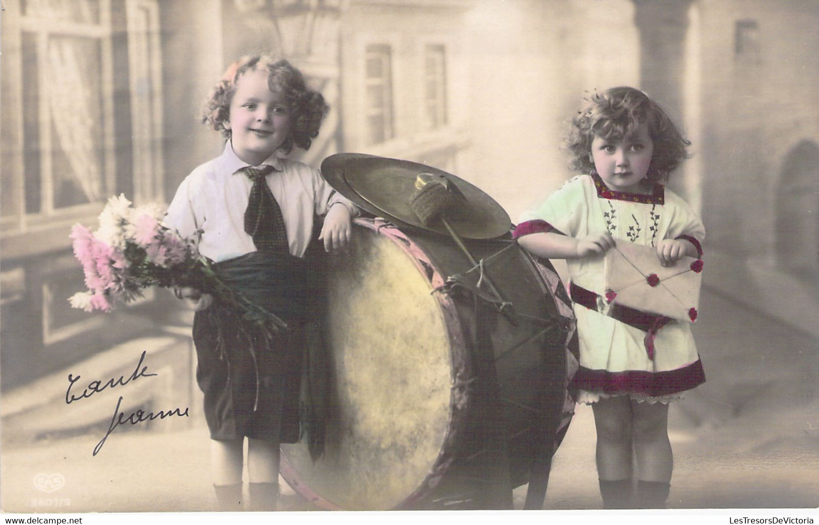 Musique - Deux Petits Joueurs De Grosse Caisse Et Cymbales  - Carte Postale Ancienne - Musique Et Musiciens