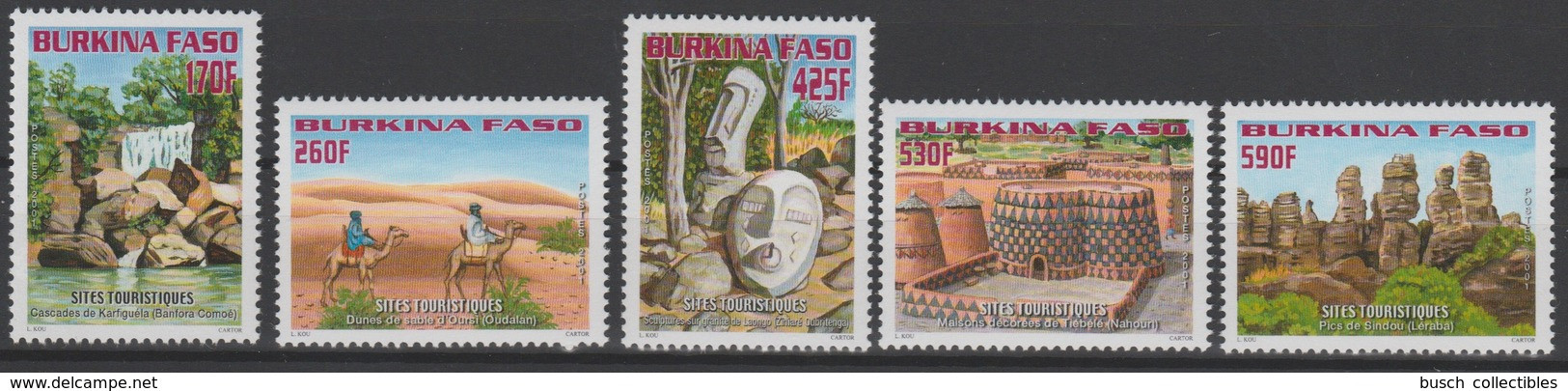 Burkina Faso 2001 Mi. 1819 - 1823 Sites Touristiques Turimus Tourism Kamel Camel Chameau Art Kunst 5 Val. ** - Burkina Faso (1984-...)