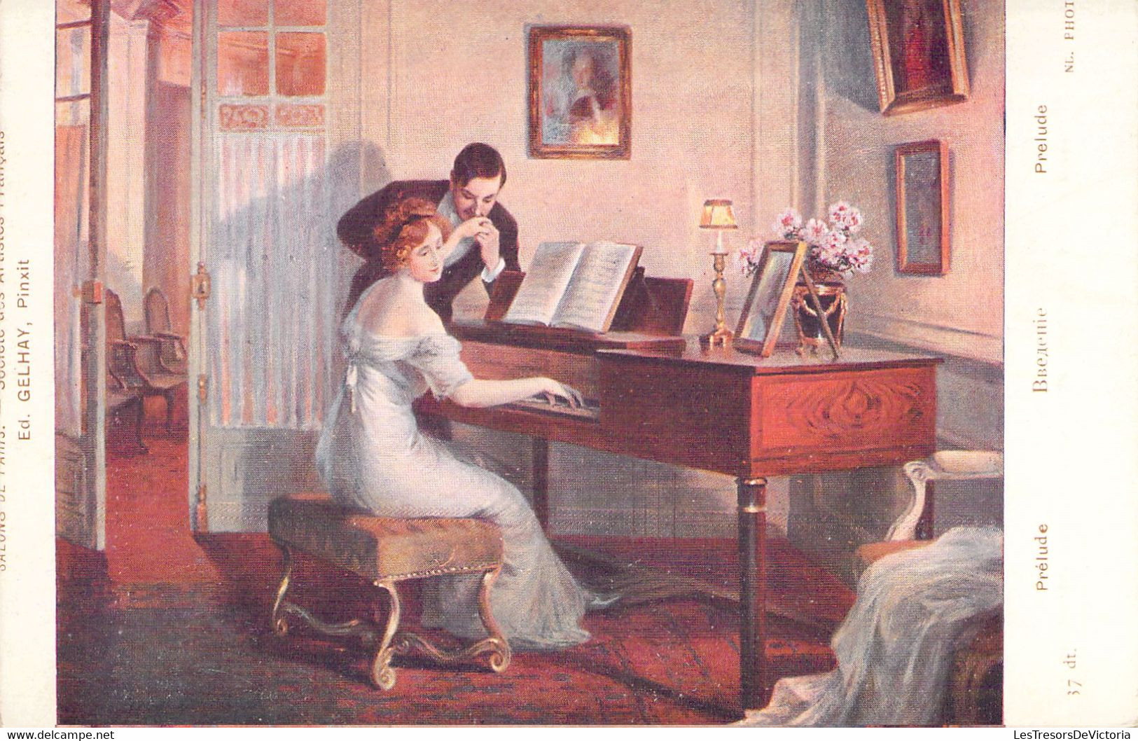 Musique - Illustration Non Signée - Prélude - Femme Rousse Pianiste - Carte Postale Ancienne - Musik Und Musikanten