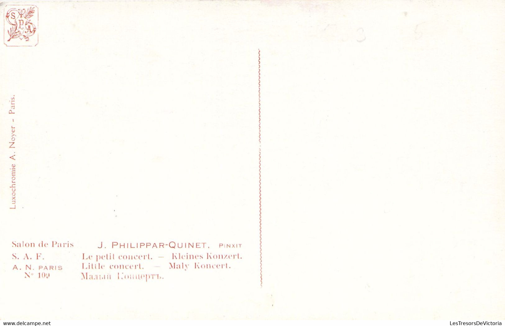 Musique - Illustration Signée J Philippar Quinet - Le Petit Concert - Carte Postale Ancienne - Musica E Musicisti