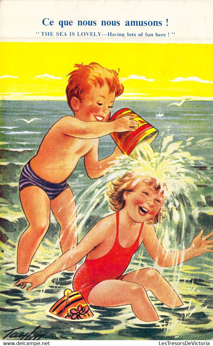 HUMOUR - Enfants - Ce Que Nous Nous Amusons ! - The Sea Is Lovely - Having Lots Of Fun Here ! - Carte Postale Ancienne - Humour