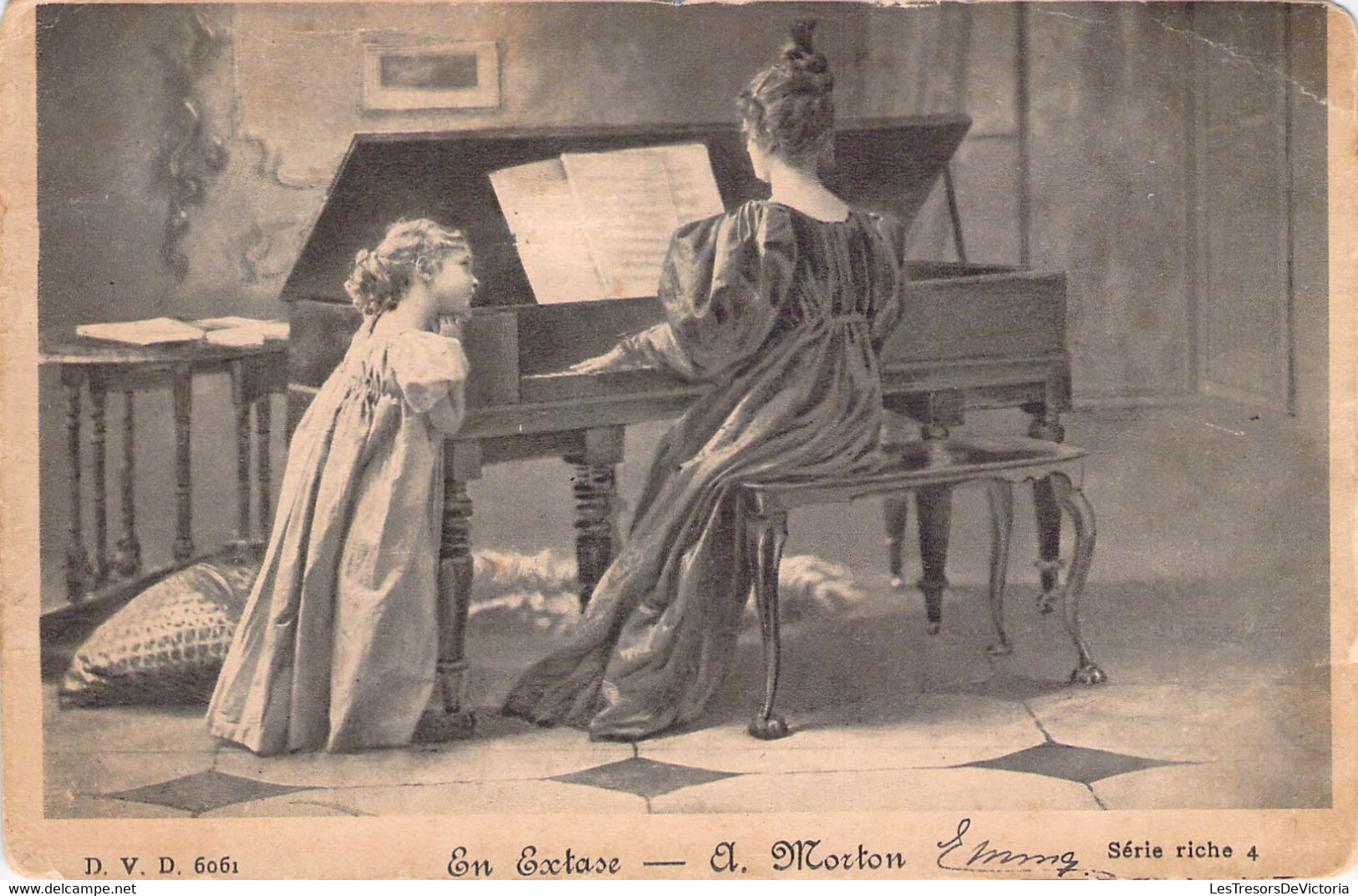 Musique - Illustration Signée A Morton - En Extase - Carte Postale Ancienne - Musique Et Musiciens