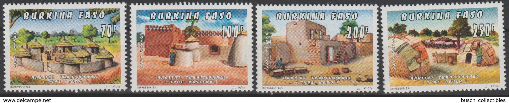 Burkina Faso 1995 Mi. A-D1356 Habitat Traditionnel Siedlung Settlements Architecture Architektur 4 Val. ** - Burkina Faso (1984-...)