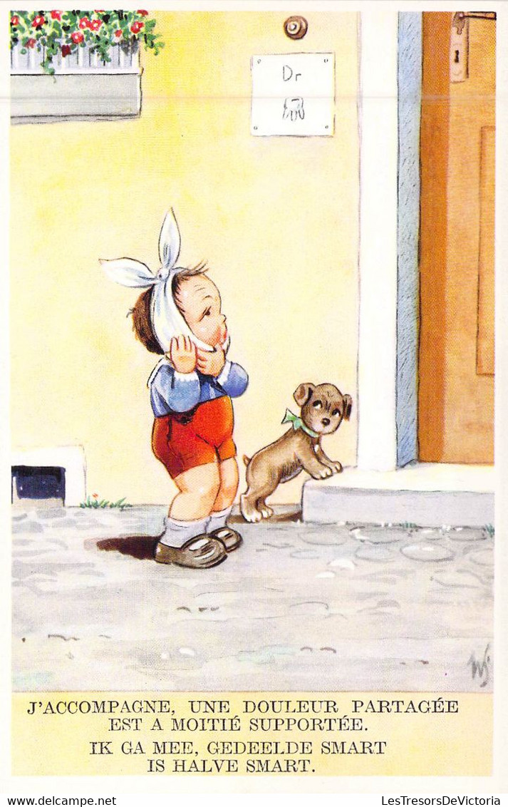 HUMOUR - Enfants - J'accompagne Une Douleur Partagée Est A Moitié Supportée - Carte Postale Ancienne - Humour