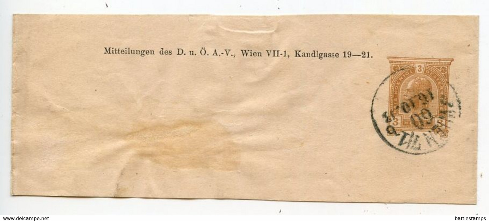 Austria 1913 3h Franz Josef Letter Band; Wien Postmark - Striscie Per Giornali