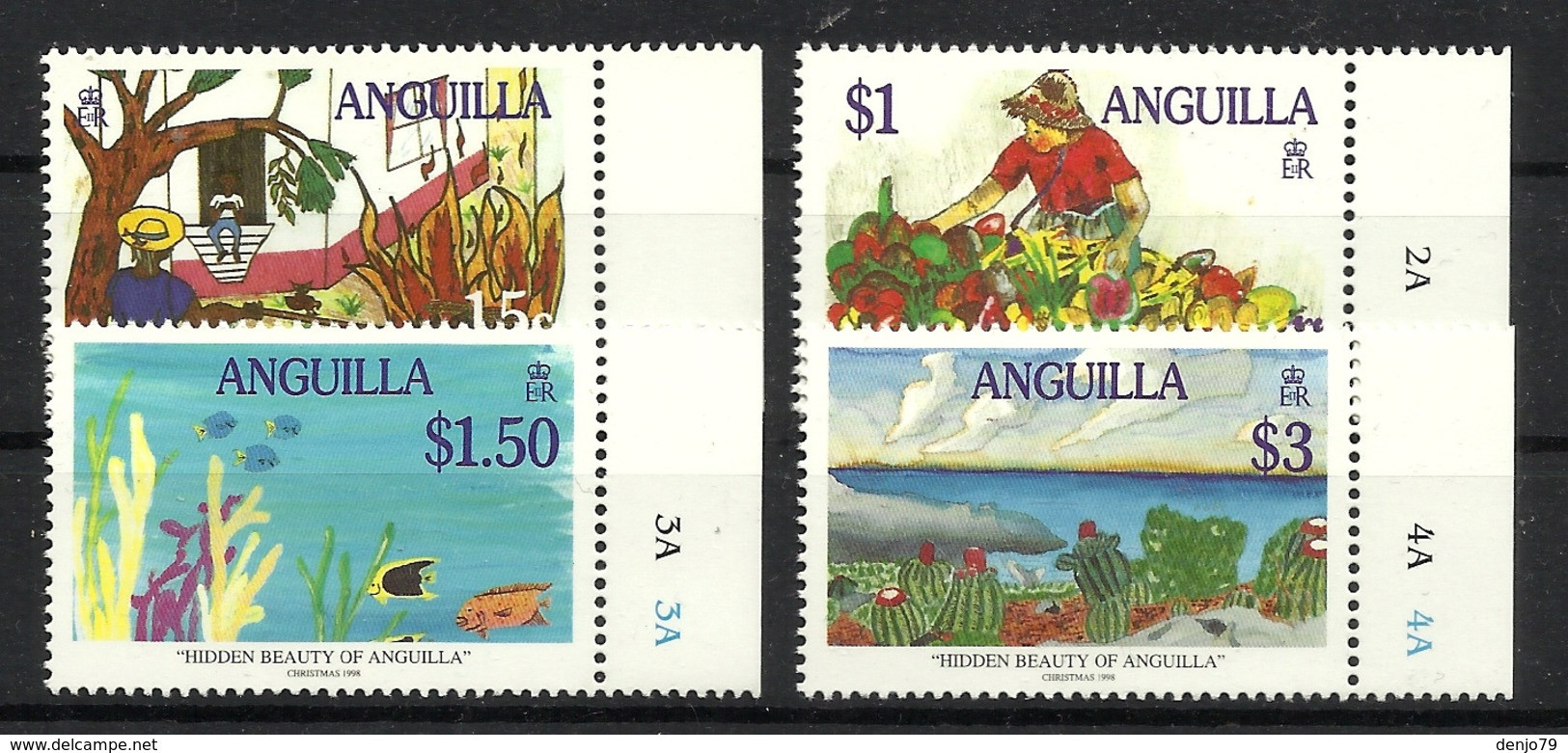 ANGUILLA 1998  CHRISTMAS,HIDDEN BEAUTY OF ANGUILLA, PAINTINGS SET MNH - Anguilla (1968-...)