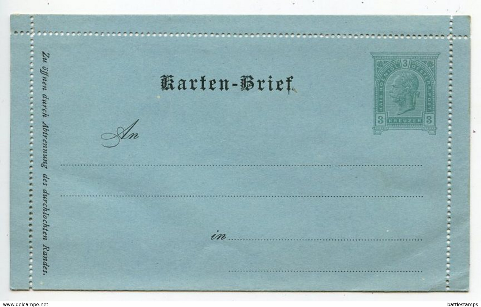 Austria 1890's Mint 3kr Franz Josef Lettercard / Kartenbrief - Carte-Lettere