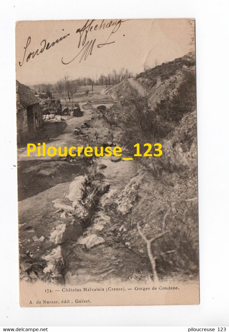 23 Creuse - CHATELUS-MALVALEIX - " Gorges De Coudane " - RARE - CARTE PRECURSEUR - Chatelus Malvaleix