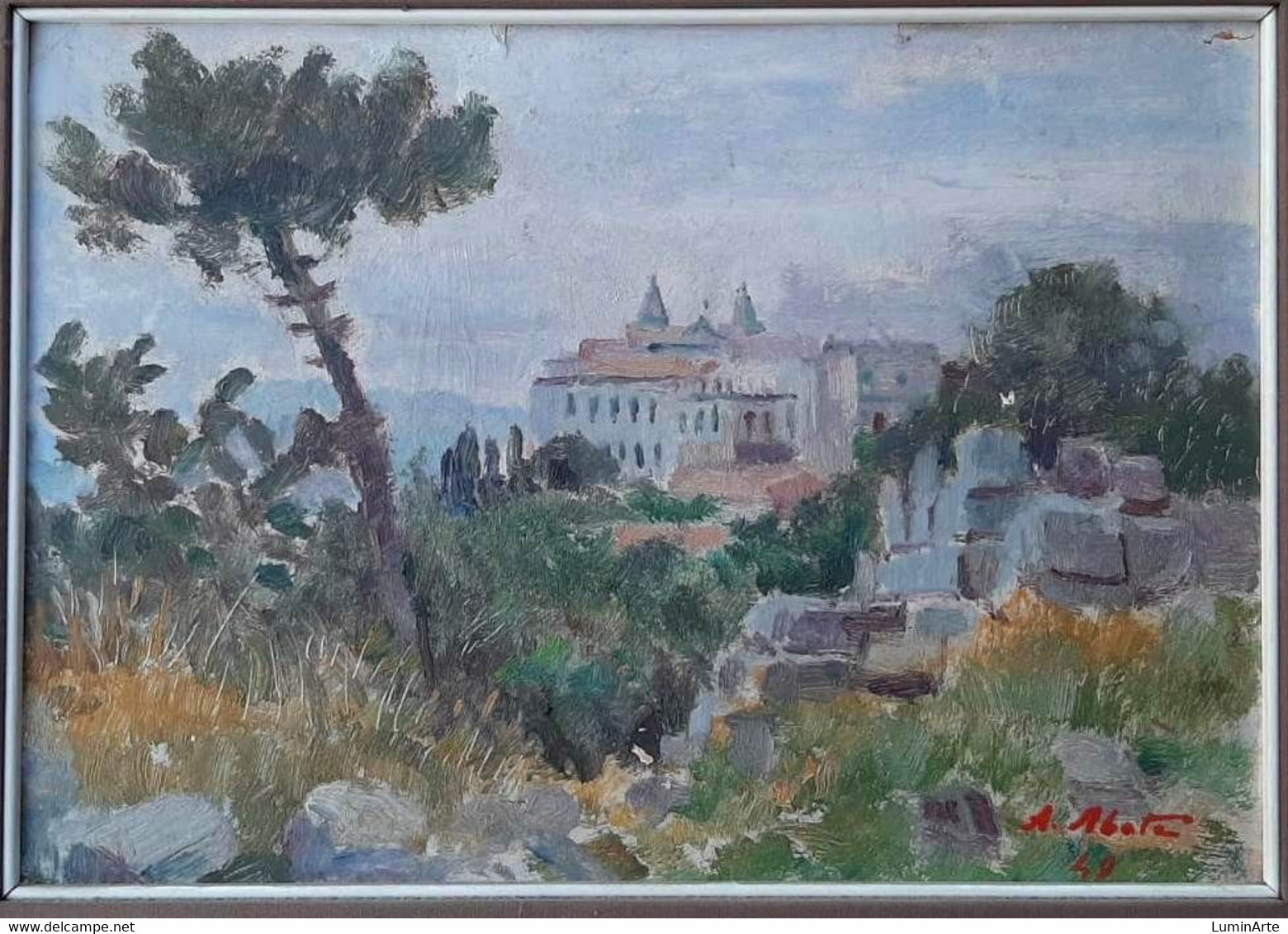 "Paesaggio Con Rovine-Roman Ruins" 1949 Oil - Huiles