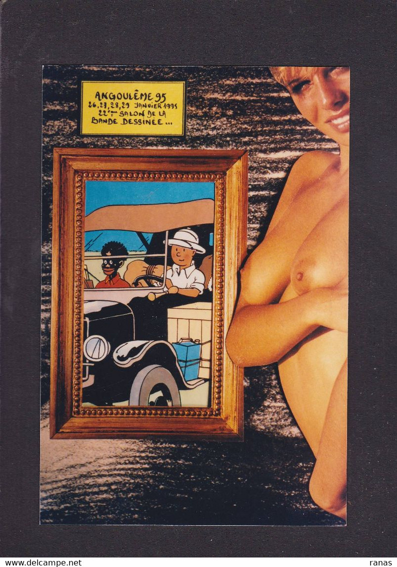 CPM Bande Dessinée Angoulême 1995 Tintin Hergé Nu Féminin Nude Tirage Limité Non Circulé - Bandes Dessinées