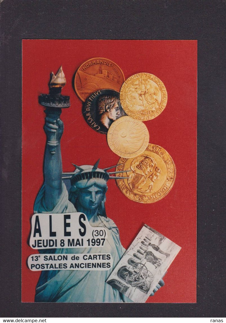 CPM ALES ALAIS Tirage Limité Non Circulé Salon De La Carte Postale Statue De La Liberté Liberty Monnaie - Alès