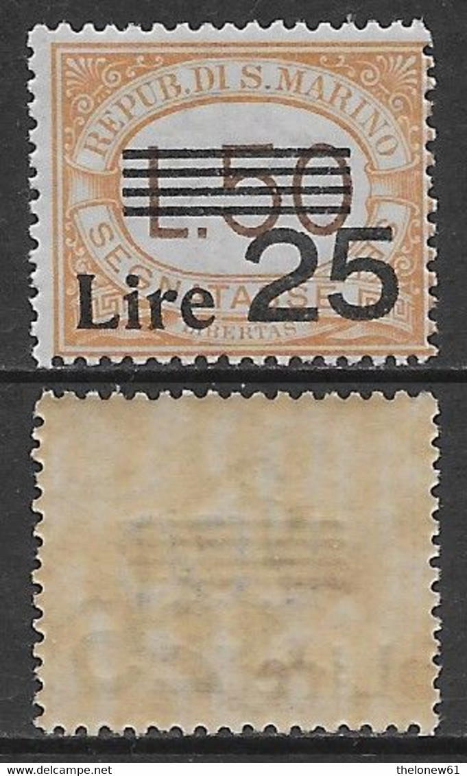 San Marino 1943 Segnatasse L25 Su L50 Sa N.S64 Nuovo Integro MNH ** - Impuestos