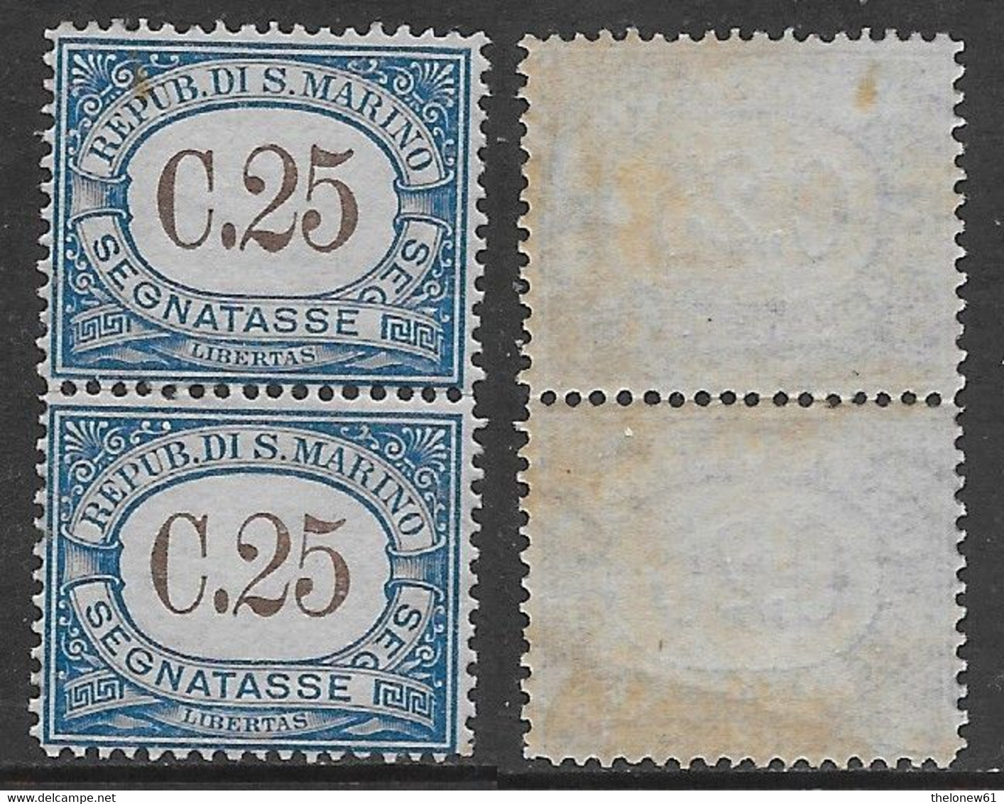 San Marino 1939 Segnatasse C25 Coppia Sa N.S57 Nuova Integra MNH ** - Segnatasse