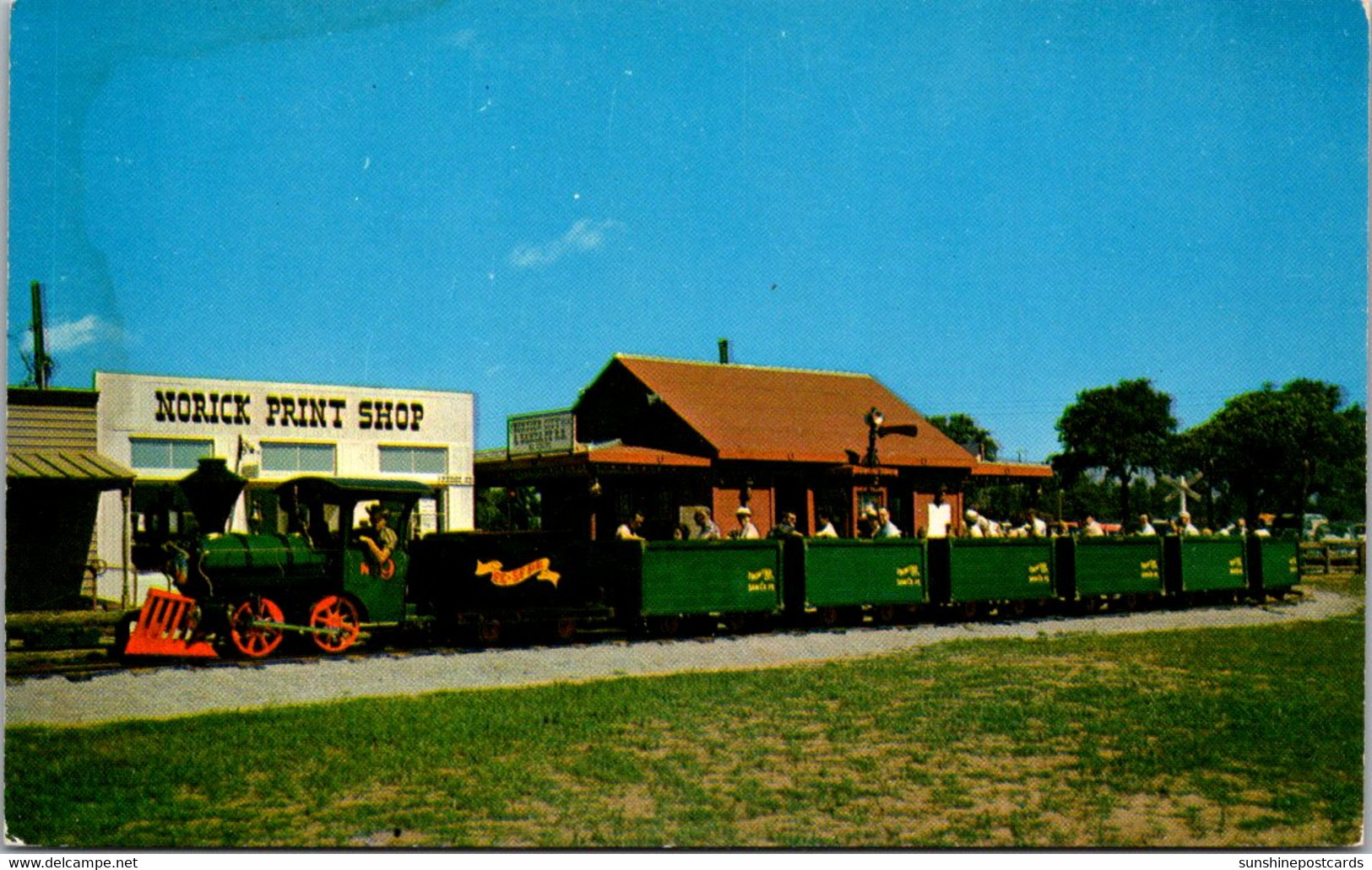 Oklahoma Frontier City Near Oklahoma City Showing Noricks Print Shop And Santa Fe Miniature Tour Train - Oklahoma City