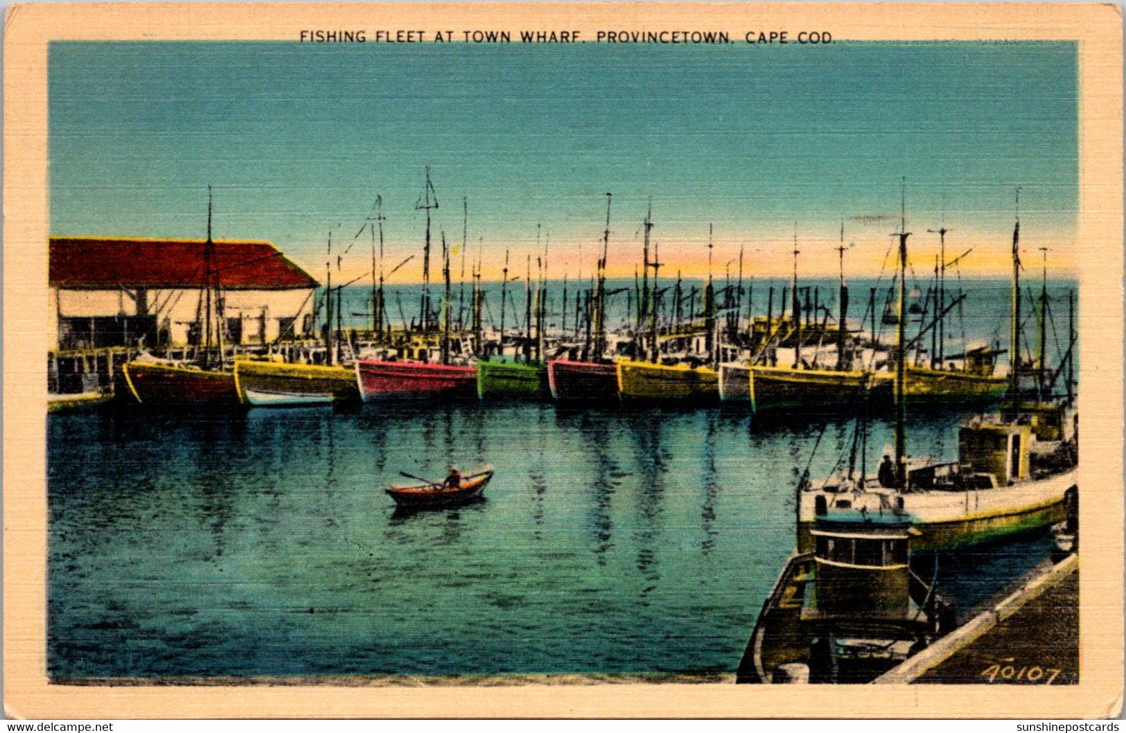 Massachusetts Cape Cod Provincetown Fishing Fleet At Town Wharf 1945 - Cape Cod