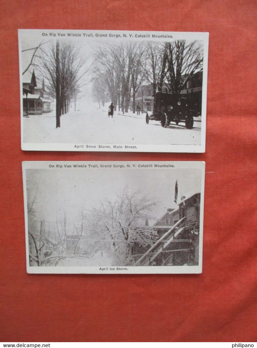 Lot Of 2 Cards.   April Snow Storm.      Rip Van Winkle  Trail. Grand Gorge  Catskills NY              Ref 5959 - Catskills