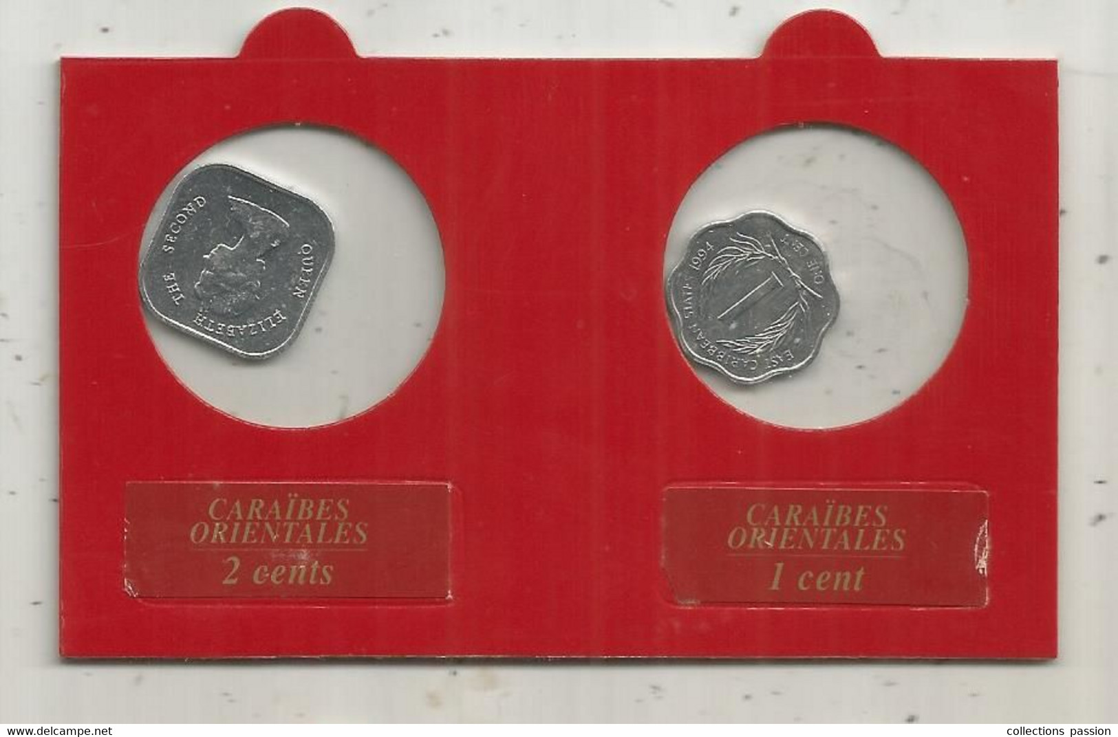 JC, Monnaies,  UNC, CARAÏBES ORIENTALES , EAST CARIBBEAN STATES, 2 Cents 1996-1 Cent 1994, Frais Fr 1.95 E - Caraïbes Orientales (Etats Des)