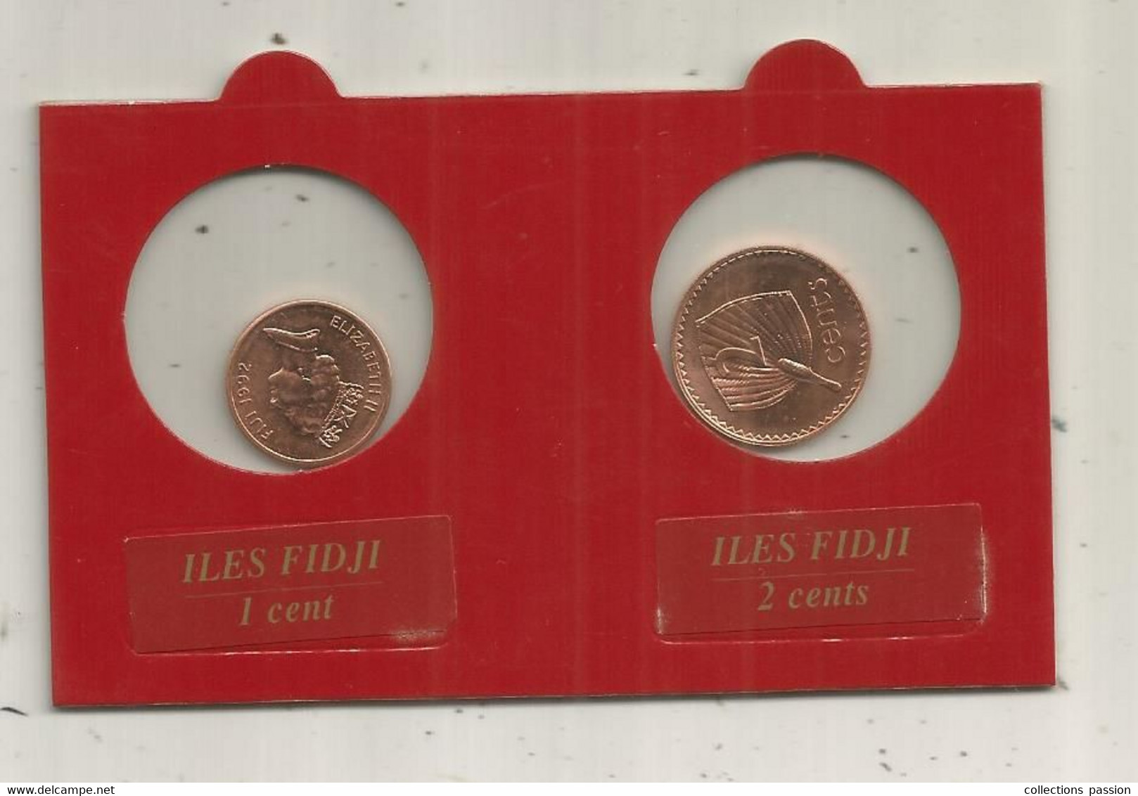 JC, Monnaies,  UNC, ILES FIDJI,  1 Cent 1992- 2 Cents 1992, Frais Fr 1.95 E - IJsland