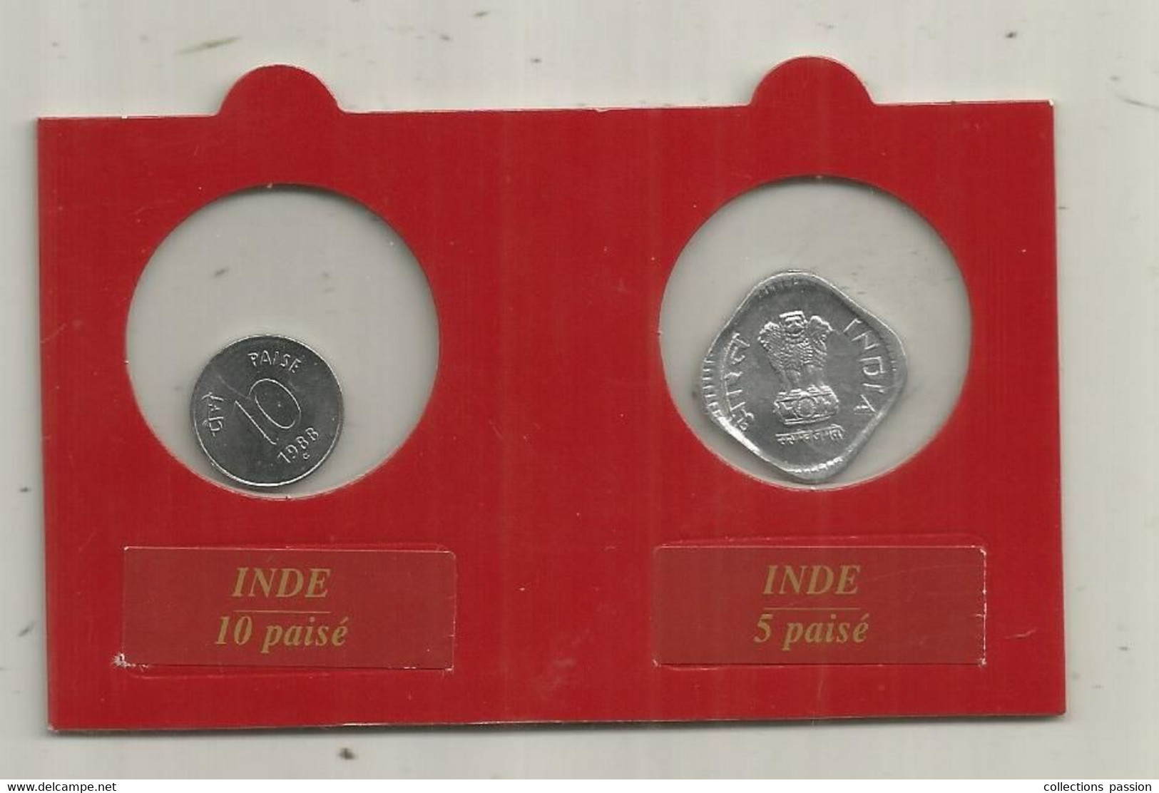 JC, Monnaies,  UNC, INDE ,10 Paisé 1988- 5 Paisé 1992, Frais Fr 1.95 E - India