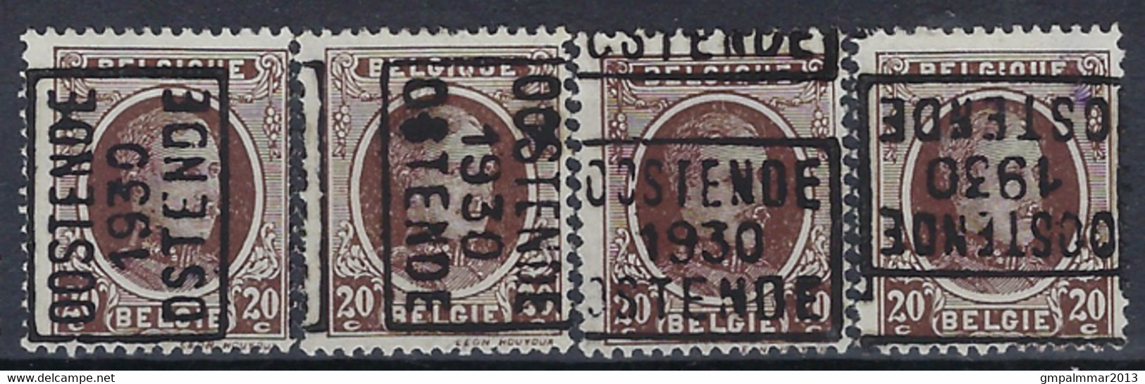 Houyoux Nr. 196 Voorafgestempeld Nr. 5514 A + B + C + D OOSTENDE 1930 OSTENDE ; Staat Zie Scan ! - Rollenmarken 1930-..
