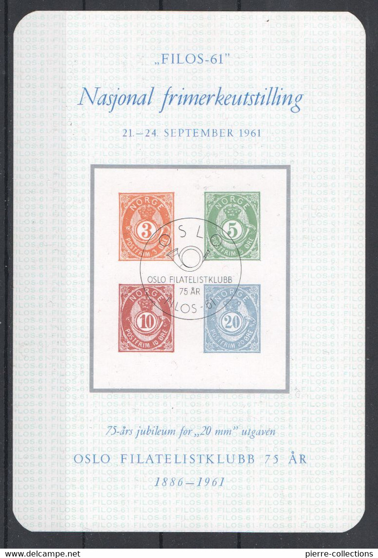 Norvège - Bloc "Filos-61" 21-24 Septembre 1961 - Oslo - 75e Anniversaire Du Club Philatélique - Briefe U. Dokumente