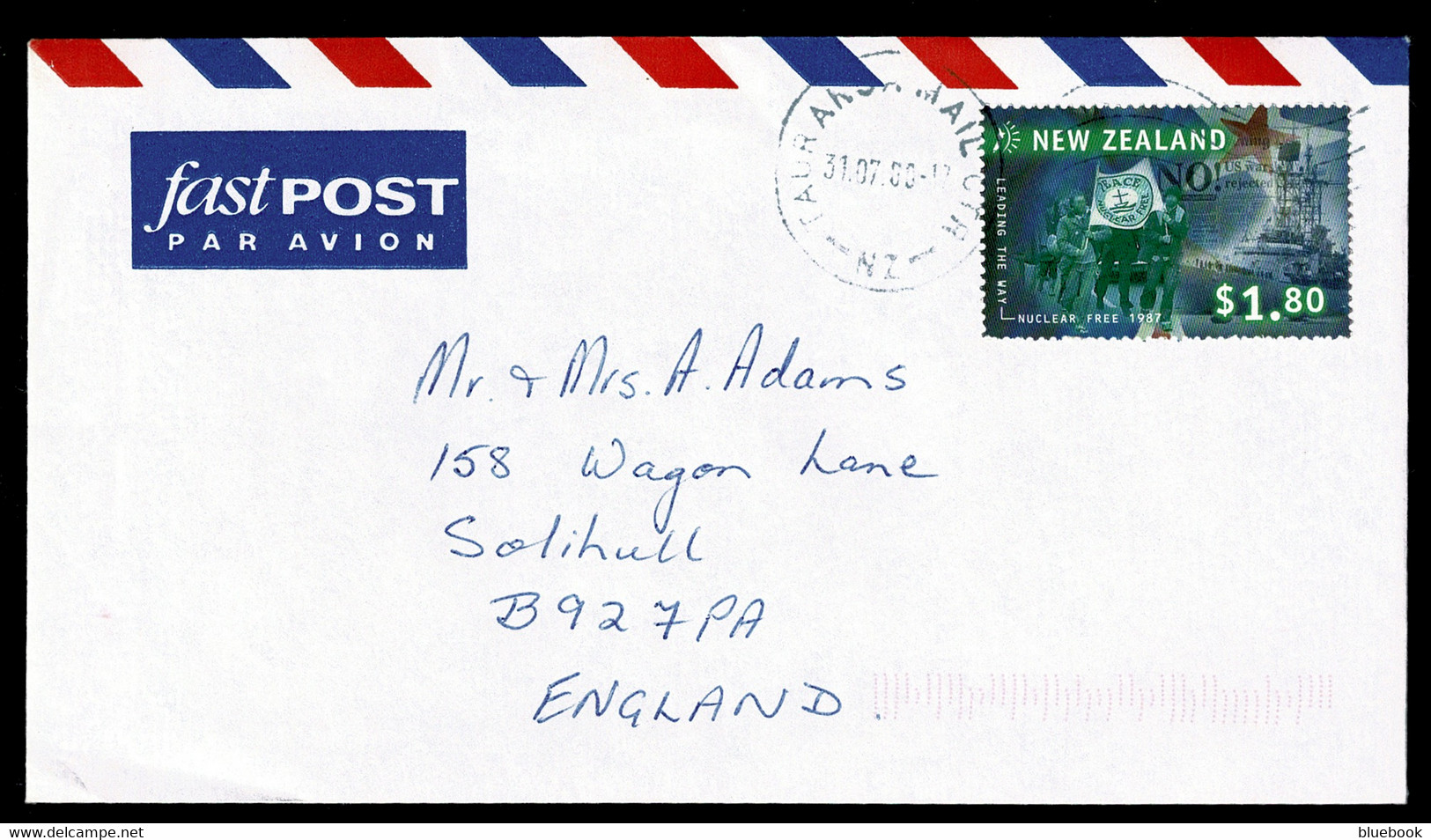 Ref 1597 -  New Zealand 2000 - Airmail Cover $1.80 Rate To UK - Covers & Documents