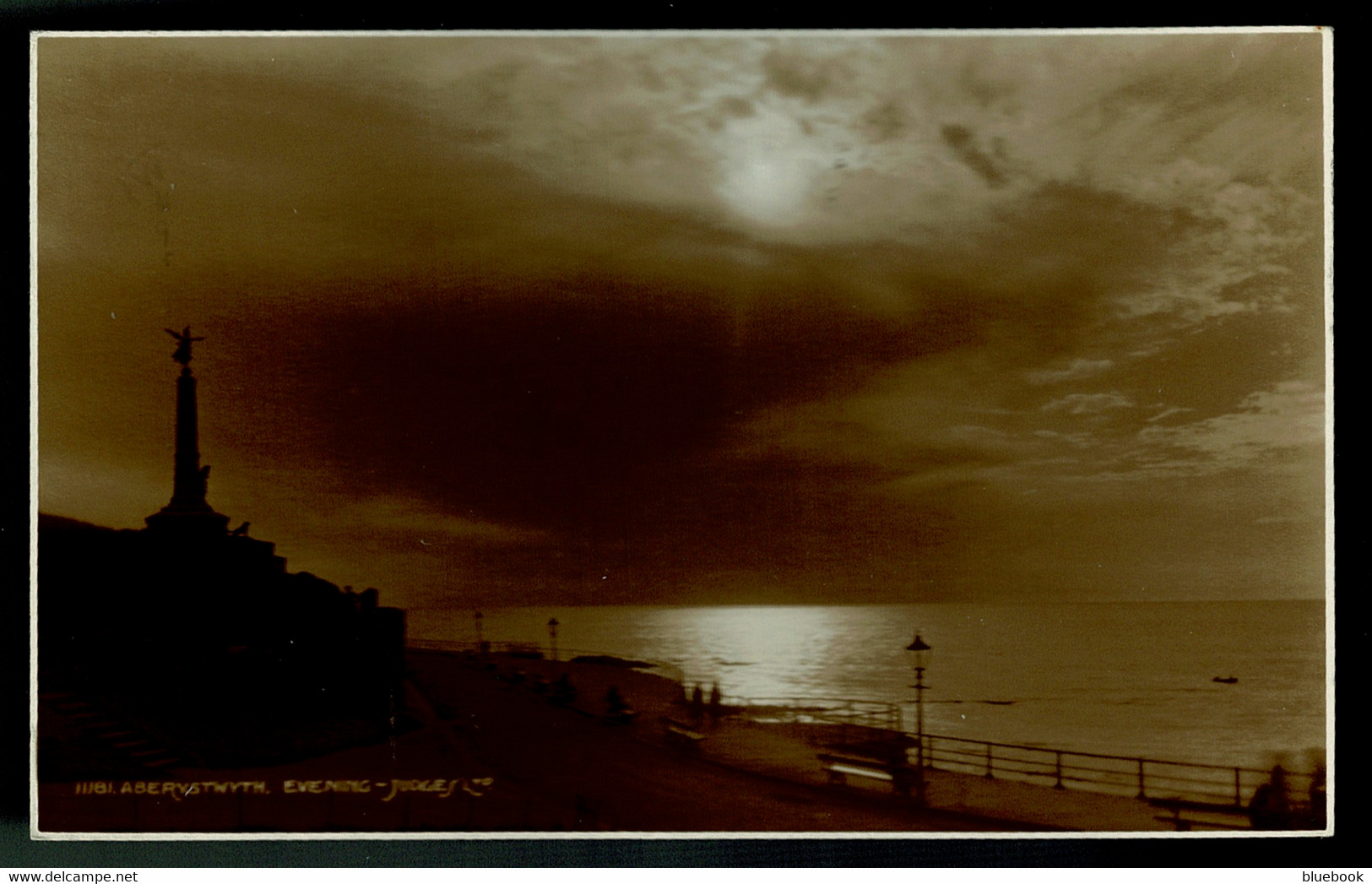 Ref 1600 - 1932 Judges Real Photo Postcard - Evening Aberystwyth Cardiganshire Wales - "Trade Follows" Slogan - Cardiganshire