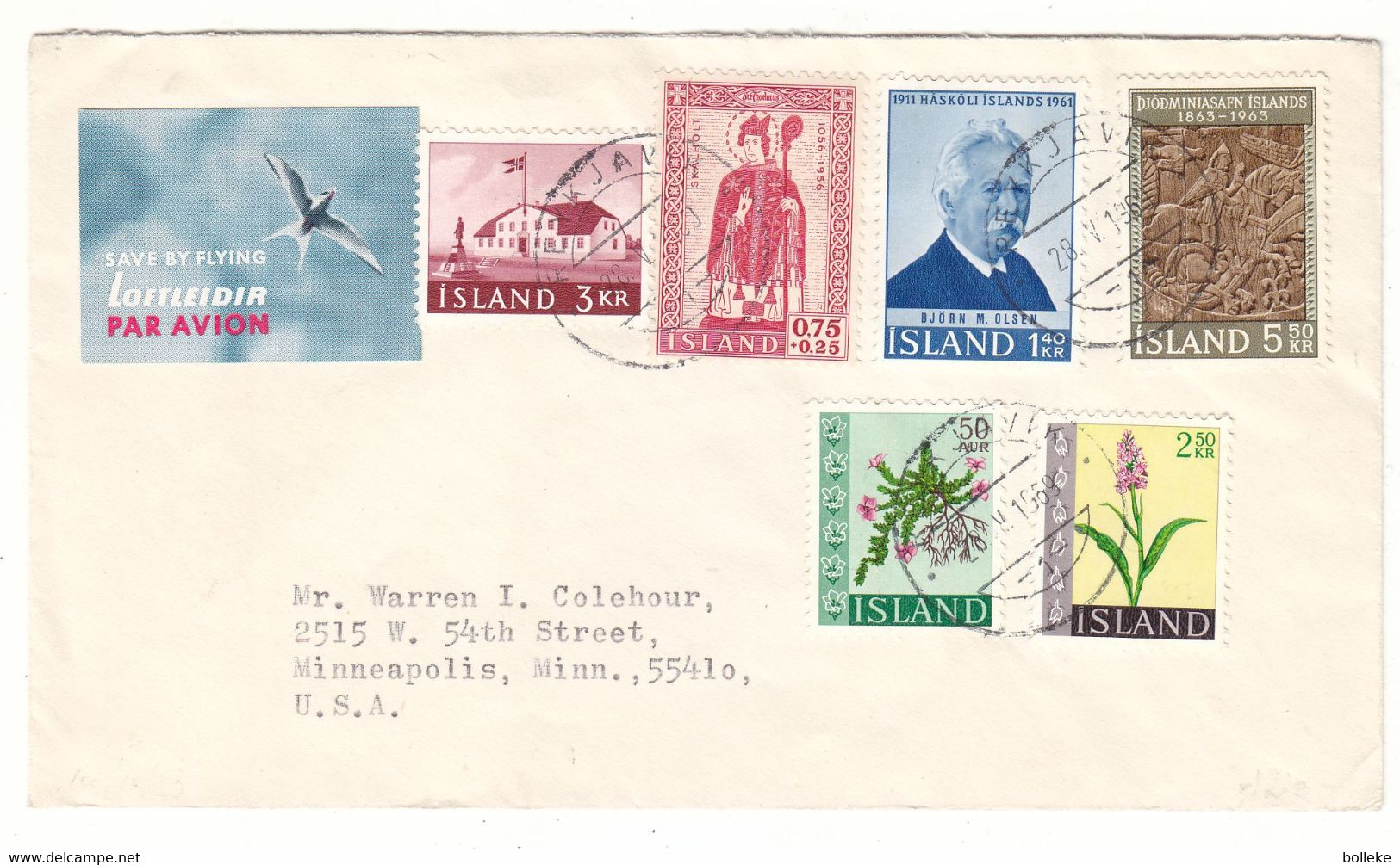 Islande - Lettre De 1969 - Oblit Reykjavik - Fleurs - Religieux - Drapeaux - - Lettres & Documents