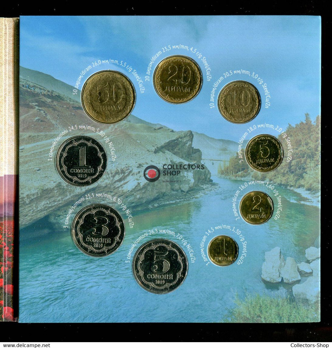 TAJIKISTAN: 2019 Year of Tourism completed set of 9 coins BU in original Folder album booklet