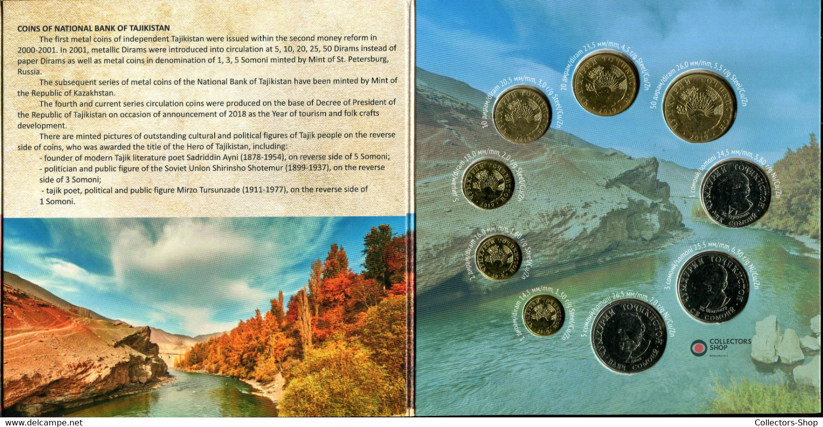 TAJIKISTAN: 2019 Year of Tourism completed set of 9 coins BU in original Folder album booklet