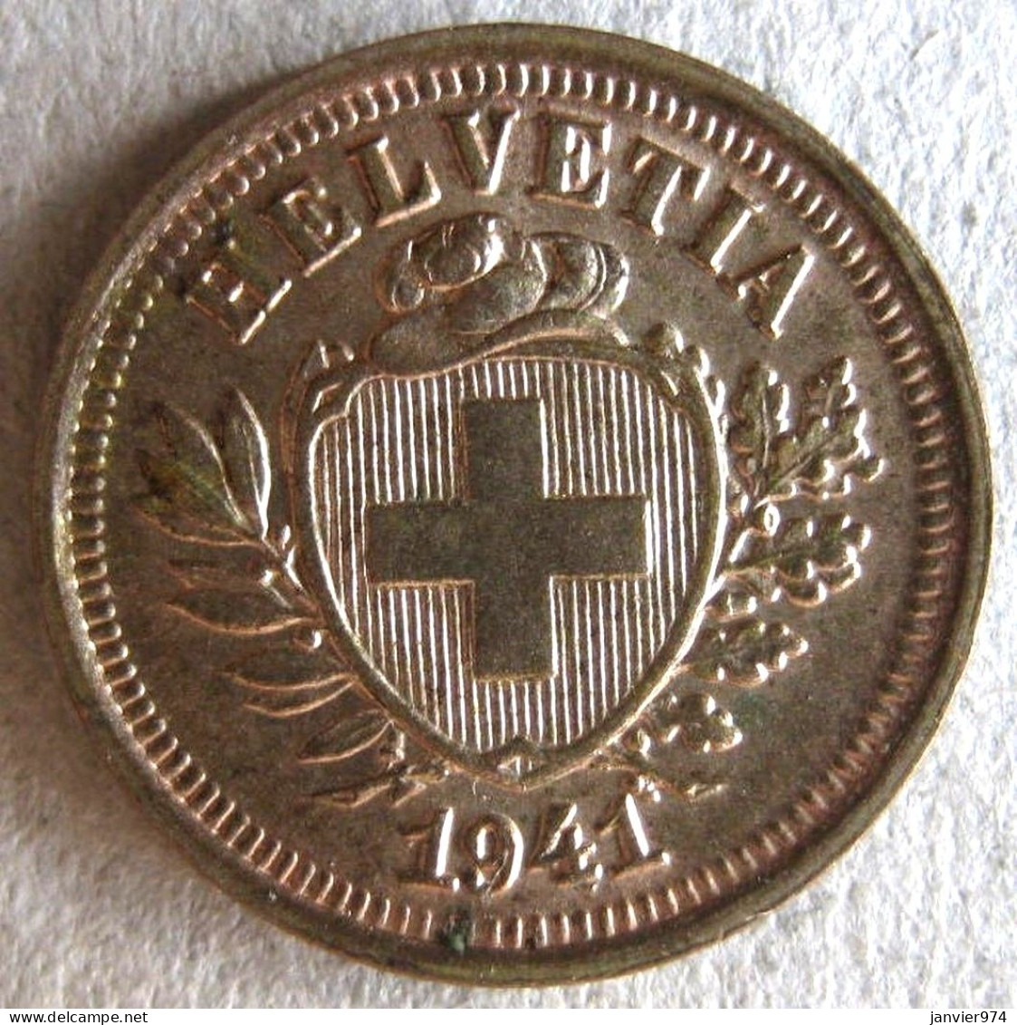 Suisse 1 Rappen 1941 B , Plaqué Argent , Superbe. - 1 Rappen